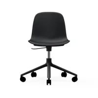 normann copenhagen chaise de bureau form avec base pivotante, fauteuil de bureau 5w noir, aluminium noir, roulettes