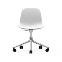 normann copenhagen chaise de bureau form avec base pivotante, fauteuil de bureau 5w blanc, aluminium, roulettes