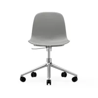 normann copenhagen chaise de bureau form avec base pivotante, fauteuil de bureau 5w gris, aluminium, roulettes
