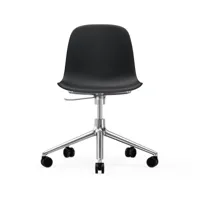normann copenhagen chaise de bureau form avec base pivotante, fauteuil de bureau 5w noir, aluminium, roulettes