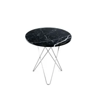 ox denmarq table basse mini o tall marbre noir, support en acier inoxydable