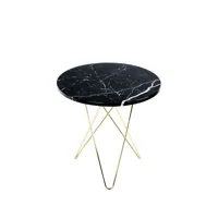 ox denmarq table basse mini o tall marbre noir, support en laiton