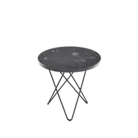 ox denmarq table basse mini o marbre marquina, support laqué noir
