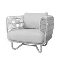 cane-line fauteuil lounge nest weave white, cane-line natté white