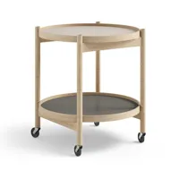 brdr. krüger table roulante bølling tray table model 50 stone, structure en chêne non traité