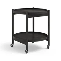 brdr. krüger table roulante bølling tray table model 50 chêne laqué noir, structure en chêne laqué noir