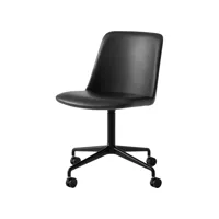 &tradition chaise de bureau rely hw23 cuir silk black, structure noire