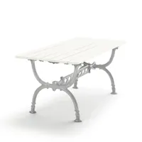 byarums bruk table byarum 142x72 cm pin blanc laqué, support en aluminium brut