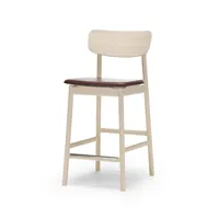 stolab chaise de bar prima vista cuir elmo marron foncé-structure en bouleau laqué mat clair