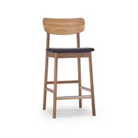 stolab chaise de bar prima vista tissu blues 9833 noir, structure en chêne huilé naturel