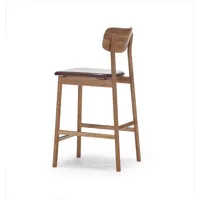 stolab chaise de bar prima vista cuir elmo marron foncé, structure en chêne huilé naturel