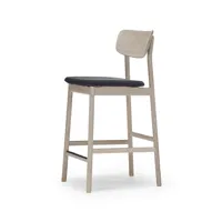 stolab chaise de bar prima vista tissu blues 9833 noir, structure en chêne huilé blanc