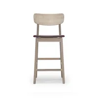 stolab chaise de bar prima vista cuir elmo marron foncé, structure en chêne huilé blanc