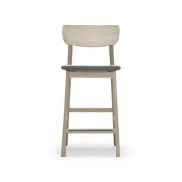 stolab chaise de bar prima vista tissu blues 9202 marron/beige, structure en chêne huilé blanc