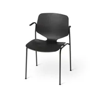 mater chaise à accoudoirs nova sea black, structure en acier noir