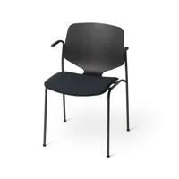 mater chaise à accoudoirs nova sea tissu cura 60111 black, structure en acier noir