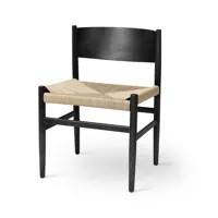 mater chaise nestor hêtre noir, cordon en papier de couleur naturelle