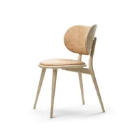 mater chaise the dining chair cuir naturel, support en chêne laqué mat