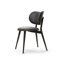 mater chaise the dining chair cuir noir, hêtre lasuré noir