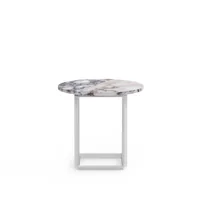 new works table d'appoint florence white viola marble, ø 50 cm, structure blanche