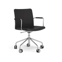 swedese la chaise de bureau stella peut être montée/abaissée par basculement cuir elmosoft 99999 noir, structure chromée, accoudoirs recouverts de cuir, inclinaison au dos