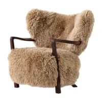 &tradition chaise longue wulff atd2 fauteuil noyer huilé-miel peau de mouton