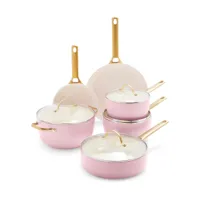 greenpan lot de casseroles et poêles à frire padova 10 pièces blush pink
