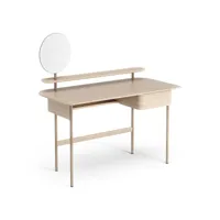 swedese bureau luna avec tiroir, étagère et miroir chêne pigmenté blanc