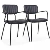 lot de 2 chaises avec accoudoirs en textile enduit et bois fsc®