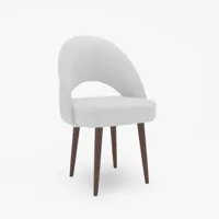 chaise saori aspect laine bouclée blanche, bois et métal