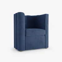 fauteuil vintage en velours bleu nuit
