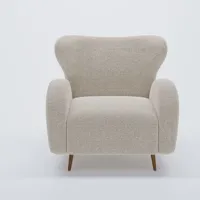 fauteuil bouclette couleur gris-crème ivy