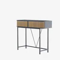 table console noire avec tiroirs rotin tressé, daphné