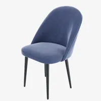 lot de 2 chaises en velours bleu & métal noir nina