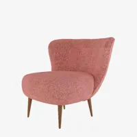 fauteuil en tissu bouclette rose et bois léon