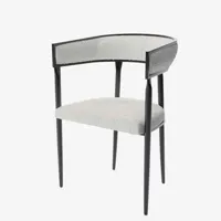 chaise de salle à manger design dossier arrondi bouclette gris crème aurore
