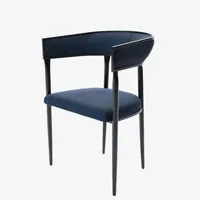chaise de salle à manger design dossier arrondi velours bleu marine aurore