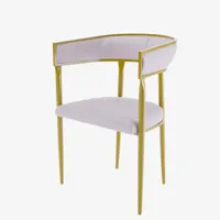 chaise de salle à manger design dossier arrondi velours rose pâle aurore