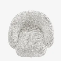 fauteuil design demi-tonneau tissu chenille blanc victoria