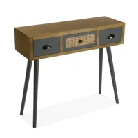 meuble d'entrée étroit, table console pandora 90x30x79cm,bois, marron