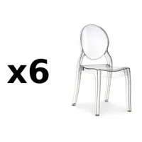 inside 75 lot de 6 chaises médaillon impératrice style louis xvi en polycarbonate transparent  transparent
