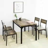 sobuy sobuy ogt28-n+fst72-nx4 table de salle à manger avec 4 chaises lot table et 4 chaise de style industriel mdf marron