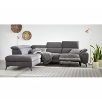 modern living canapé angle gauche relax électrique newport tissu gris foncé  gris