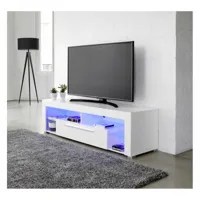 modern living meuble tv avec led intégrée modern living blanc brillant goal  blanc