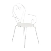 sans marque lot de 4 fauteuils de jardin romantique empilable en fer forgé - blanc  blanc