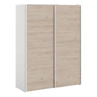 but armoire 2 portes coulissantes l.150 cm elegance mini blanc et imitation chêne  chêne