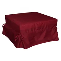 pouf convertible en lit, en tissu capitonné, filet et matelas inclus, cm 75x75h42 cm, couleur rouge