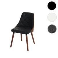 chaise de salle à manger hwc-a75, chaise visiteur chaise de cuisine, aspect noyer ~ simili cuir noir