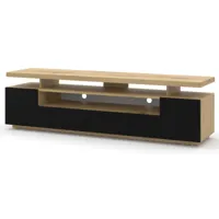 bim furniture meuble tv eva 180 cm chêne artisanal / noir mat avec led  chêne