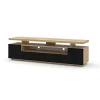 bim furniture meuble tv eva 180 cm chêne artisanal / noir mat sans led  chêne